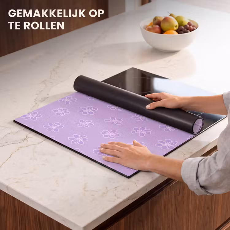 Inductie beschermer - Lila - Botanisch - Bloemen - Handgetekend - Patroon — 7