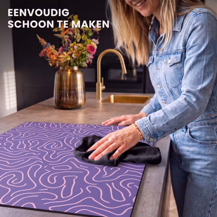 Inductie beschermer - Paars - Roze - Abstract - Lijnen - Doolhof - Patroon — 6