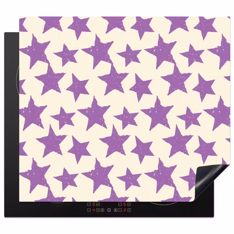 Inductie beschermer - Paars - Geometrisch - Sterren - Stempel - Patroon — 1
