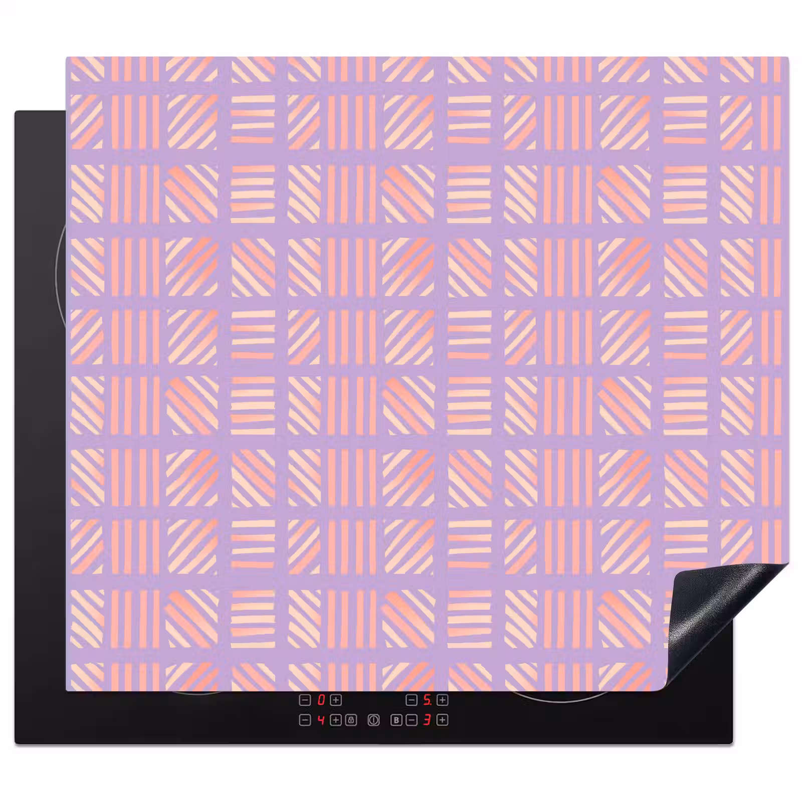 Inductie beschermer - Paars - Roze - Geometrisch - Strepen - Blokken - Patroon — 1