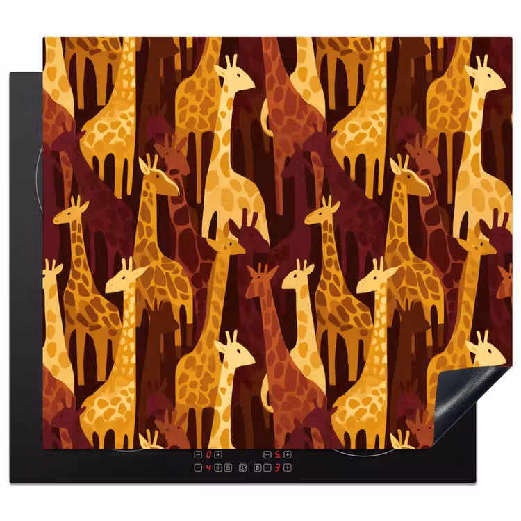 Inductie beschermer - Bruin - Giraffen - Safari - Patroon — 1