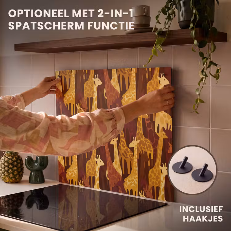 Inductie beschermer - Bruin - Giraffen - Safari - Patroon — 10