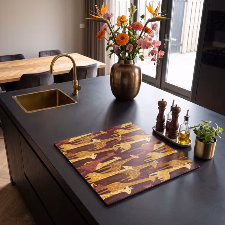 Inductie beschermer - Bruin - Giraffen - Safari - Patroon — 5