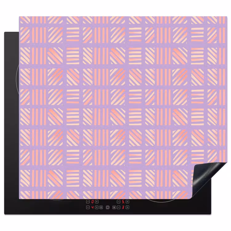 Inductie beschermer - Paars - Roze - Geometrisch - Strepen - Blokken - Patroon — 1