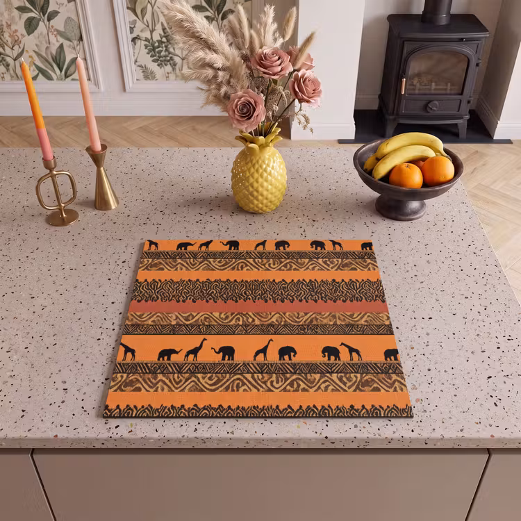 Inductie beschermer - Oranje - Safari - Afrikaans - Dieren - Patroon — 2