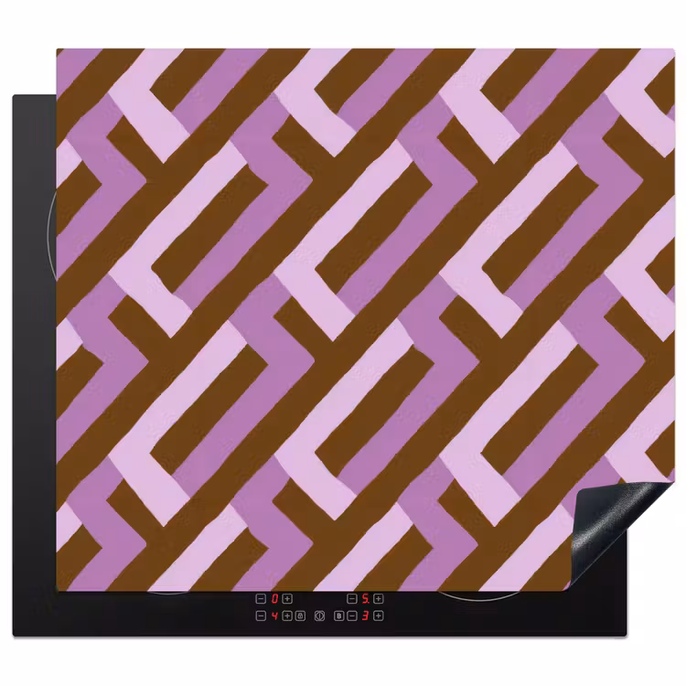 Inductie beschermer - Bruin - Roze - Geometrisch - Meander - Patroon — 1
