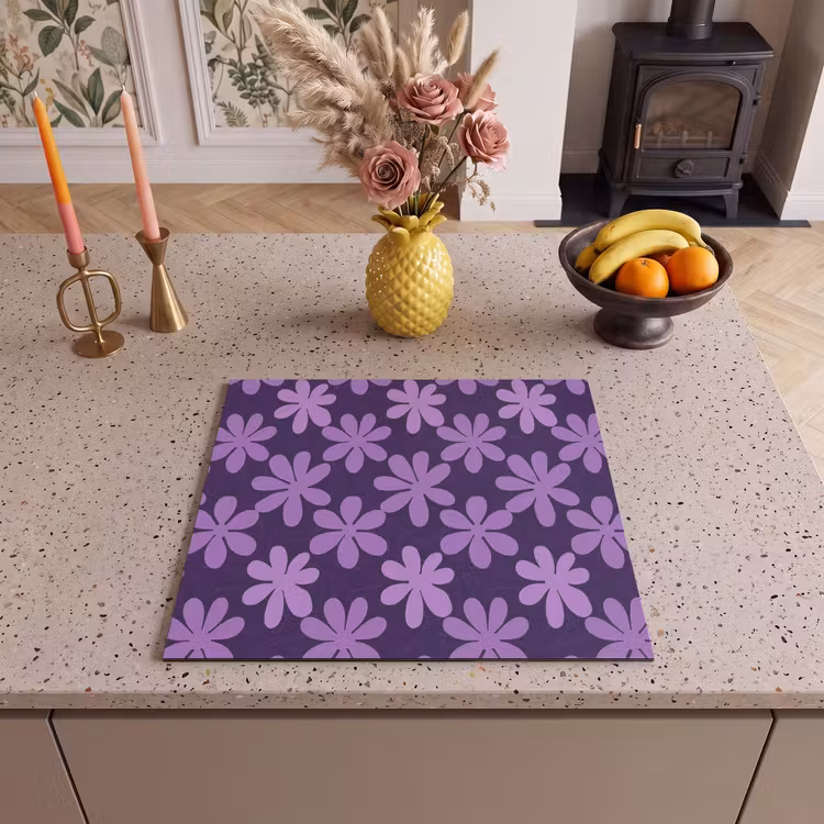 Inductie beschermer - Paars - Botanisch - Bloemen - Retro - Patroon — 2