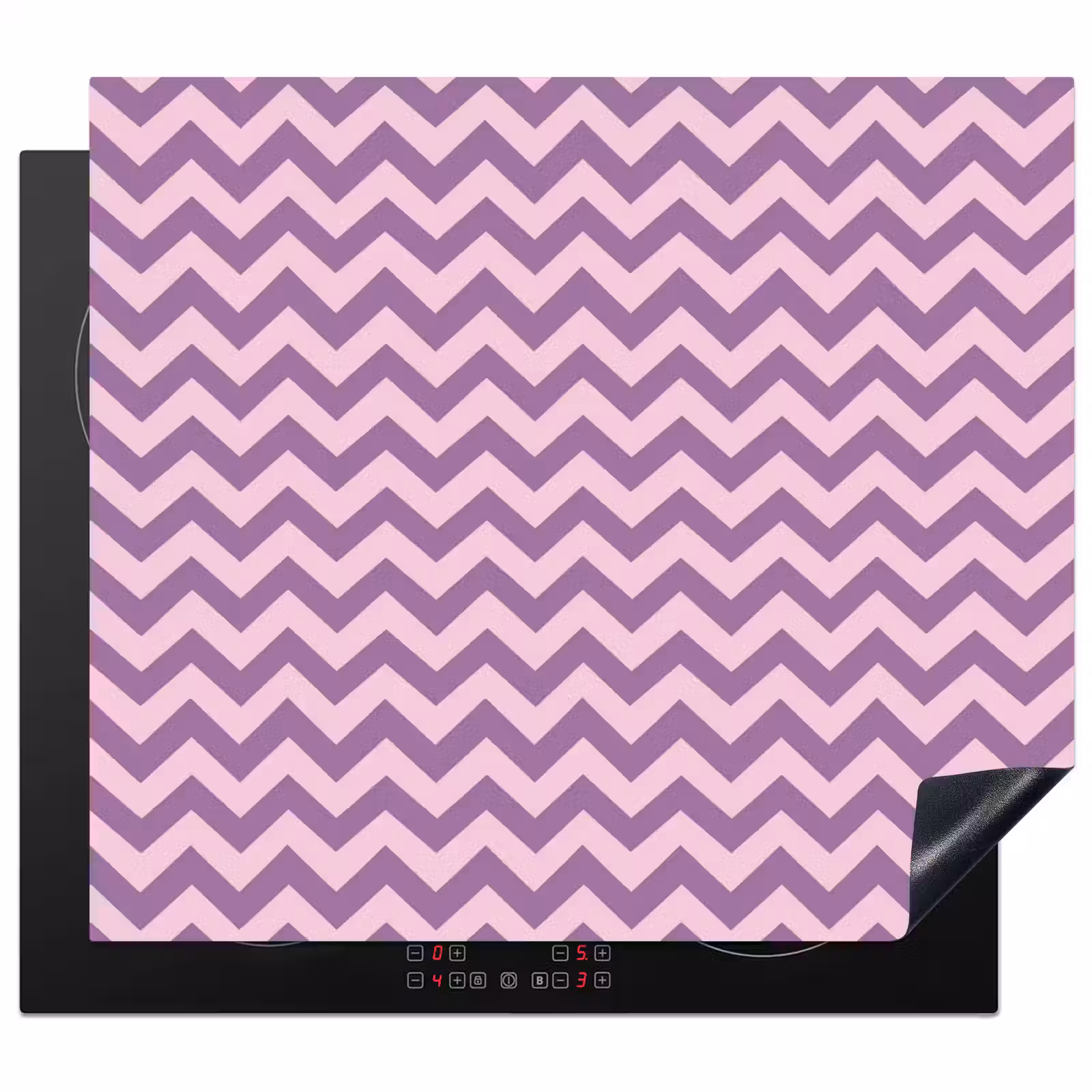 Inductie beschermer - Paars - Roze - Geometrisch - Chevron - Zigzag - Patroon — 1