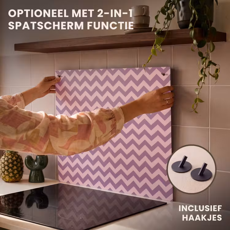 Inductie beschermer - Paars - Roze - Geometrisch - Chevron - Zigzag - Patroon — 10