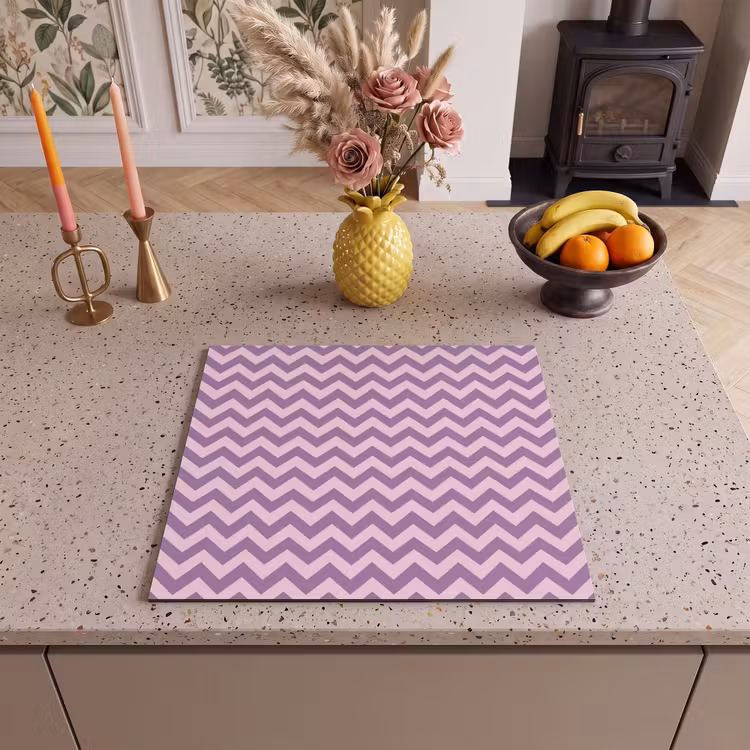 Inductie beschermer - Paars - Roze - Geometrisch - Chevron - Zigzag - Patroon — 2