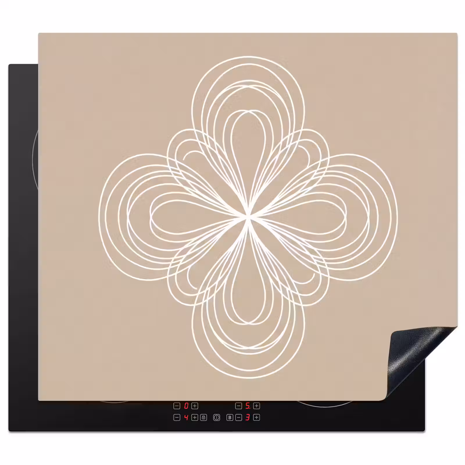 Inductie beschermer - Patroon - Lijnen - Abstract - Minimalistisch - Beige — 1
