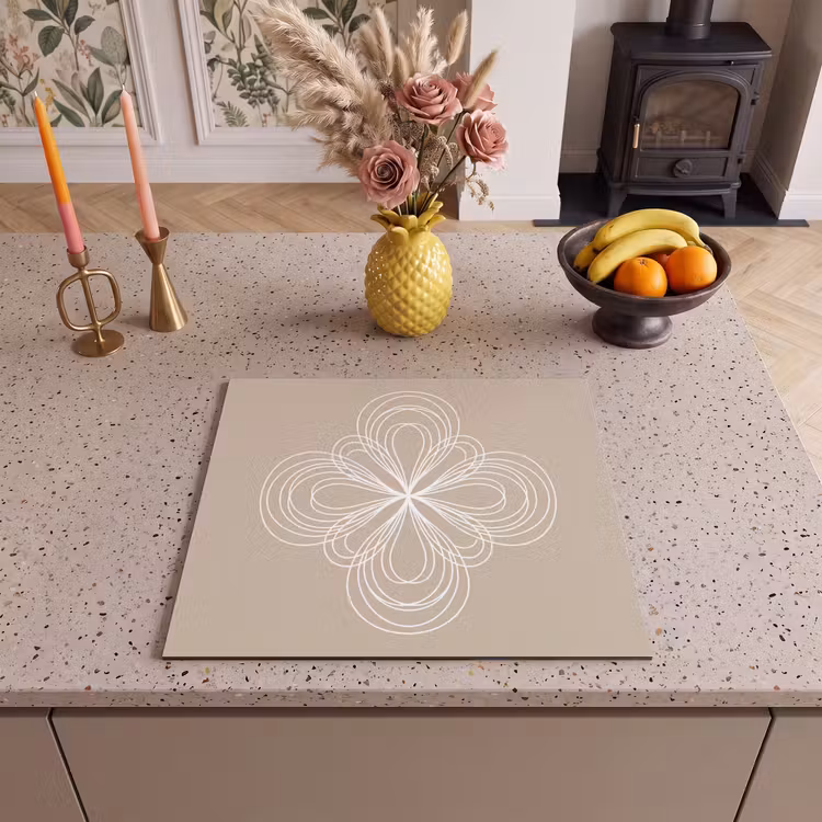 Inductie beschermer - Patroon - Lijnen - Abstract - Minimalistisch - Beige — 2