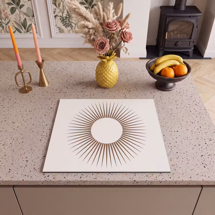 Inductie beschermer - Abstract - Zon - Symbool - Modern - Beige — 2