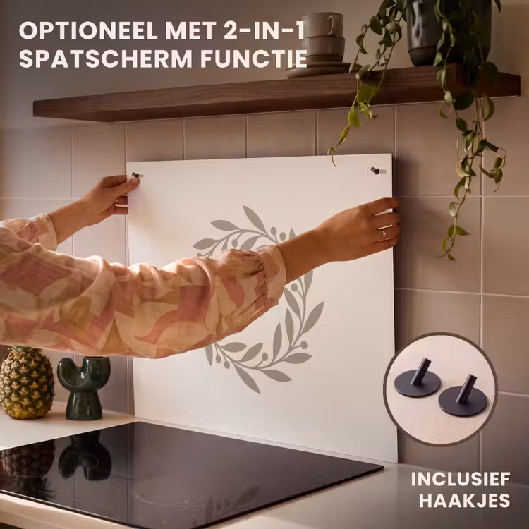 Inductie beschermer - Krans - Bladeren - Natuur - Minimalistisch - Grijs — 10