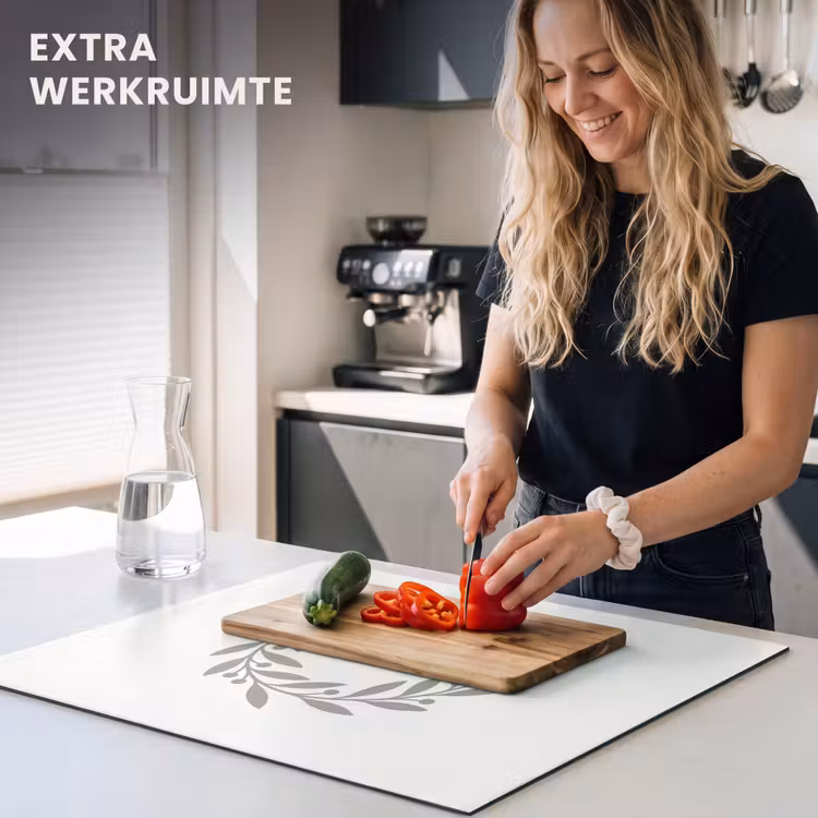 Inductie beschermer - Krans - Bladeren - Natuur - Minimalistisch - Grijs — 4
