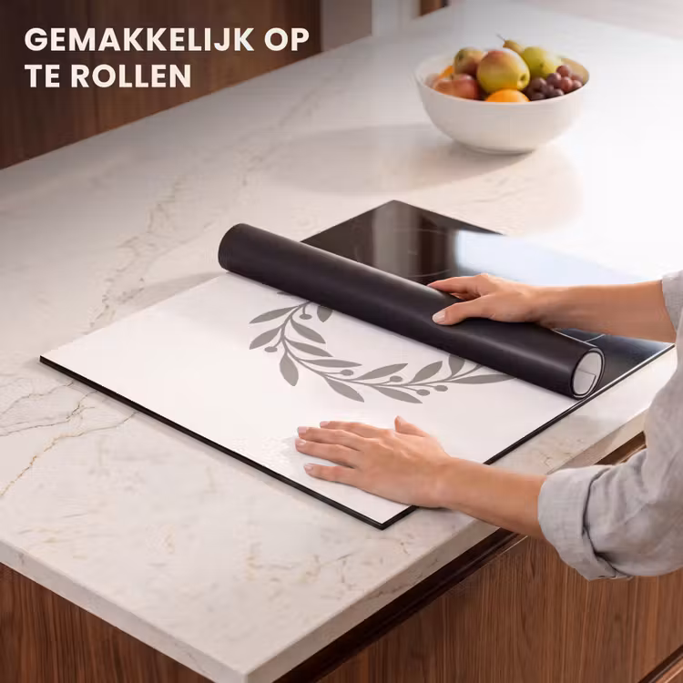 Inductie beschermer - Krans - Bladeren - Natuur - Minimalistisch - Grijs — 7