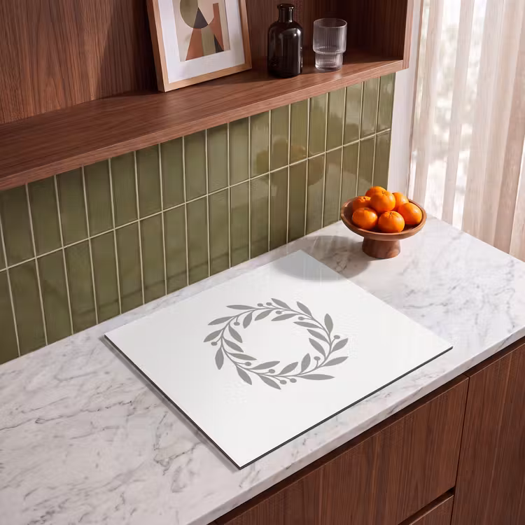 Inductie beschermer - Krans - Bladeren - Natuur - Minimalistisch - Grijs — 8