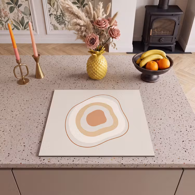 Inductie beschermer - Abstract - Organisch - Modern - Beige - Kunst — 2