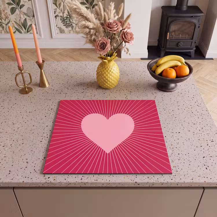 Inductie beschermer - Hart - Stralen - Liefde - Abstract - Roze — 2