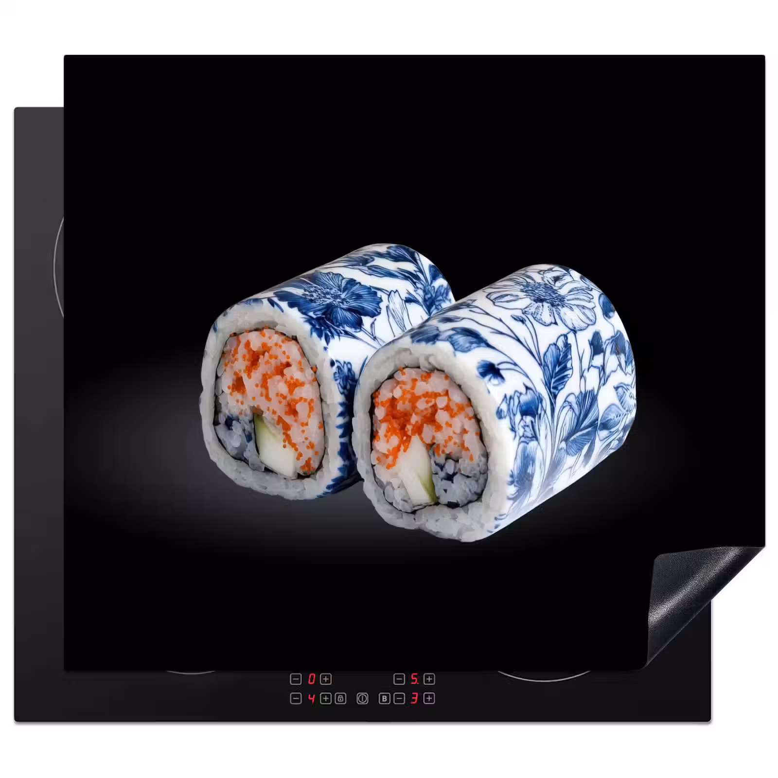 Inductie beschermer - Sushi - Delfts blauw - Rijst - Vis - Elegant — 1