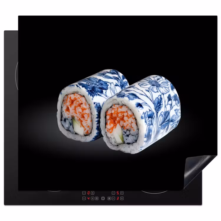 Inductie beschermer - Sushi - Delfts blauw - Rijst - Vis - Elegant