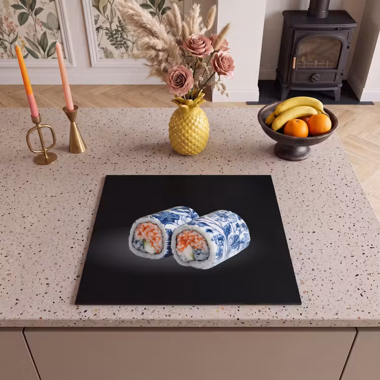 Inductie beschermer - Sushi - Delfts blauw - Rijst - Vis - Elegant — 2