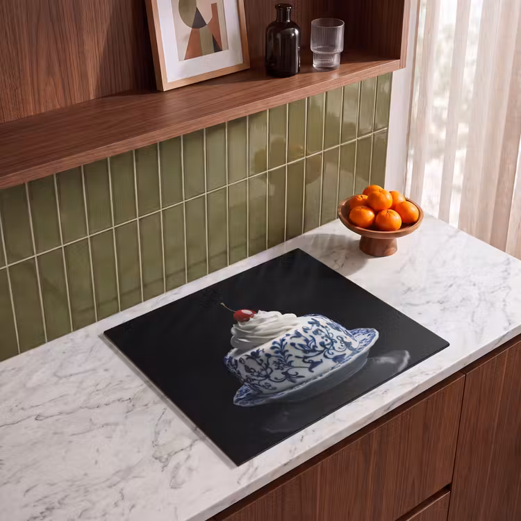 Inductie beschermer - Taart - Slagroom - Kers - Bord - Delfts blauw — 8