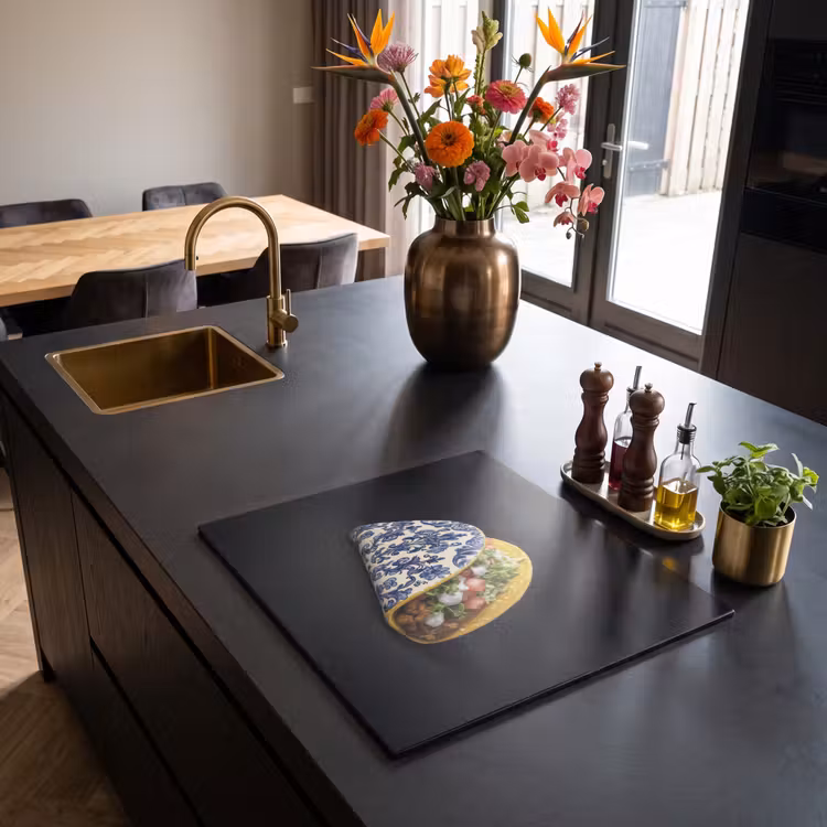 Inductie beschermer - Taco - Vlees - Salade - Delftsblauw - Motief — 5