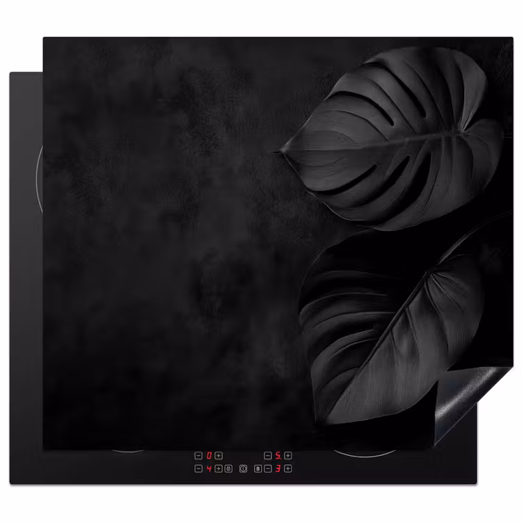 Inductie beschermer - Monstera Bladeren Zwart Wit — 1