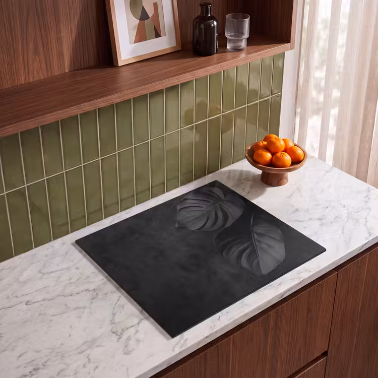 Inductie beschermer - Monstera Bladeren Zwart Wit — 8