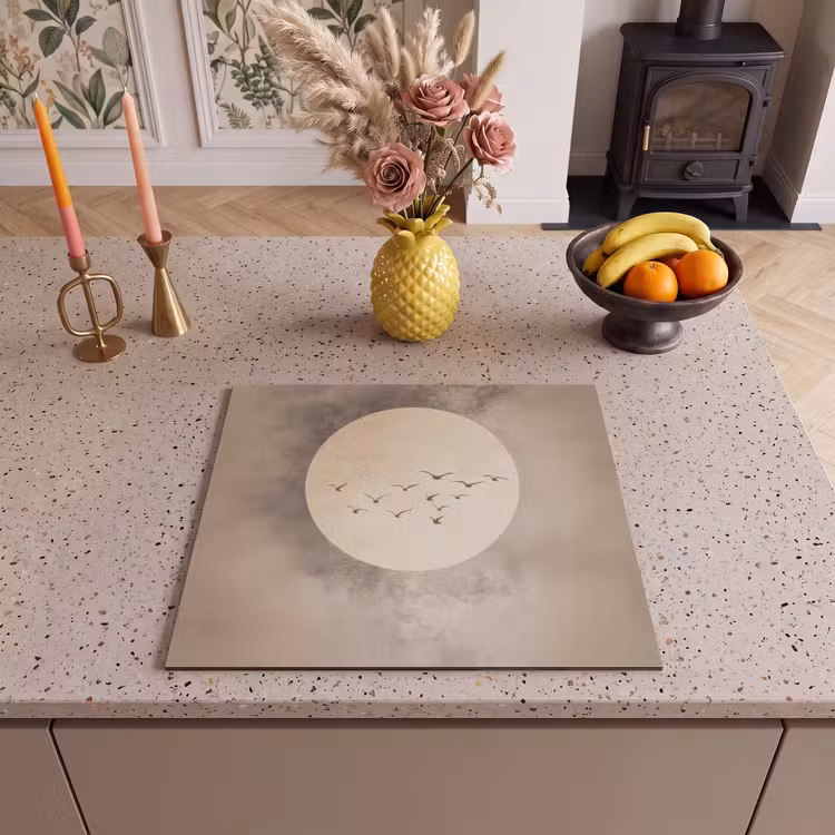 Inductie beschermer - Vogel - Beige - Japandi — 2