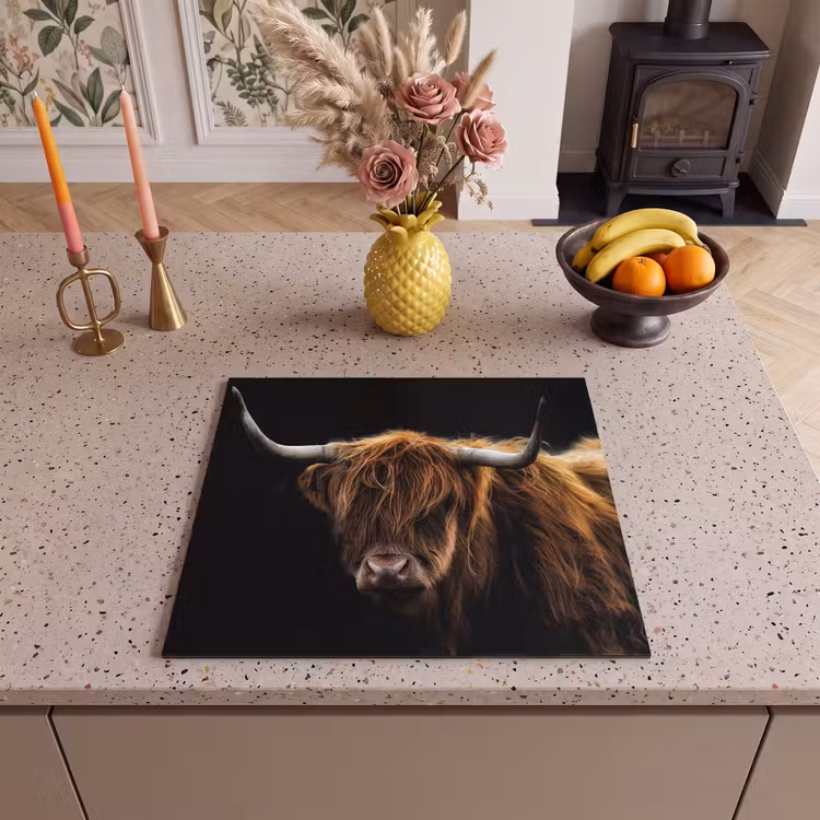 Inductie beschermer - Schotse Hooglander - Horens - Zwart - Dieren - Natuur - Wild - Koe — 2