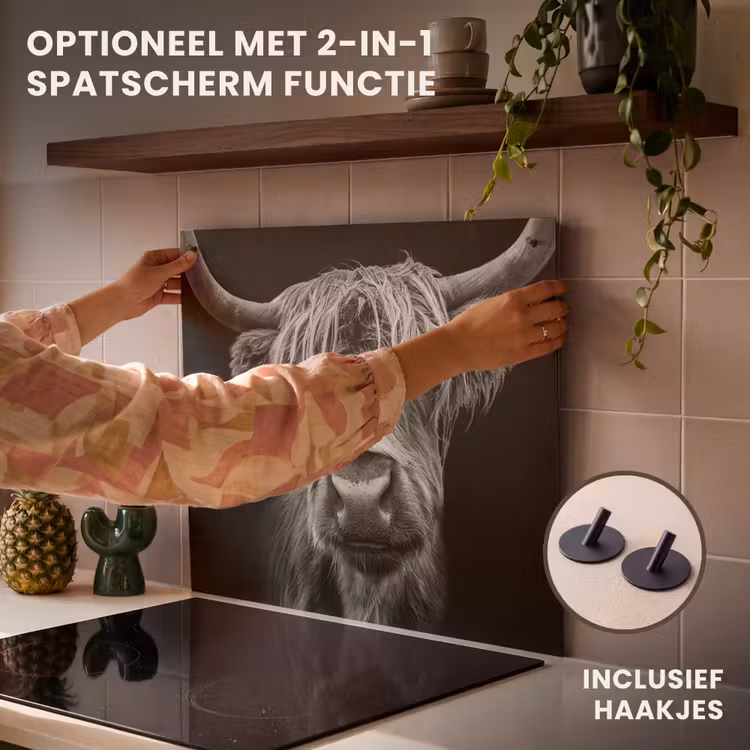 Inductie beschermer - Schotse Hooglander - Horens - Zwart - Wit - Koe - Wild - Dieren — 10