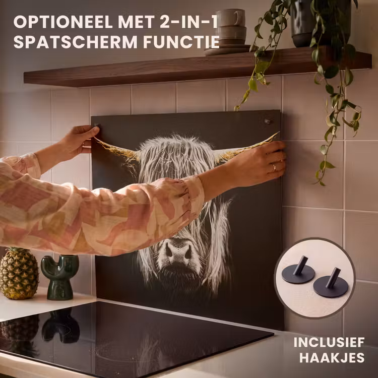 Inductie beschermer - Schotse hooglander - Goud - Hoorns - Zwart wit - Koe - Dieren — 10