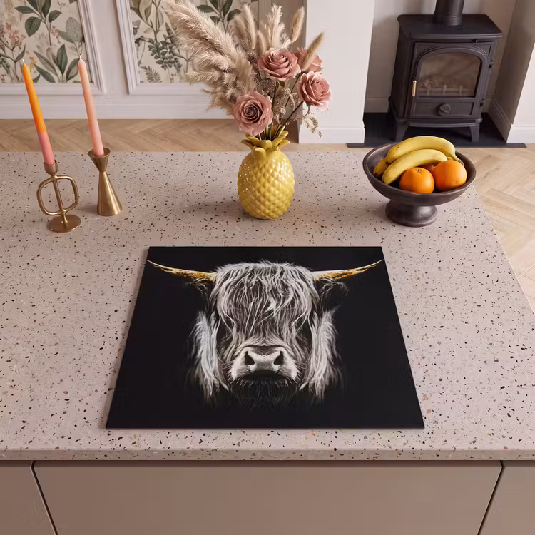 Inductie beschermer - Schotse hooglander - Goud - Hoorns - Zwart wit - Koe - Dieren — 2