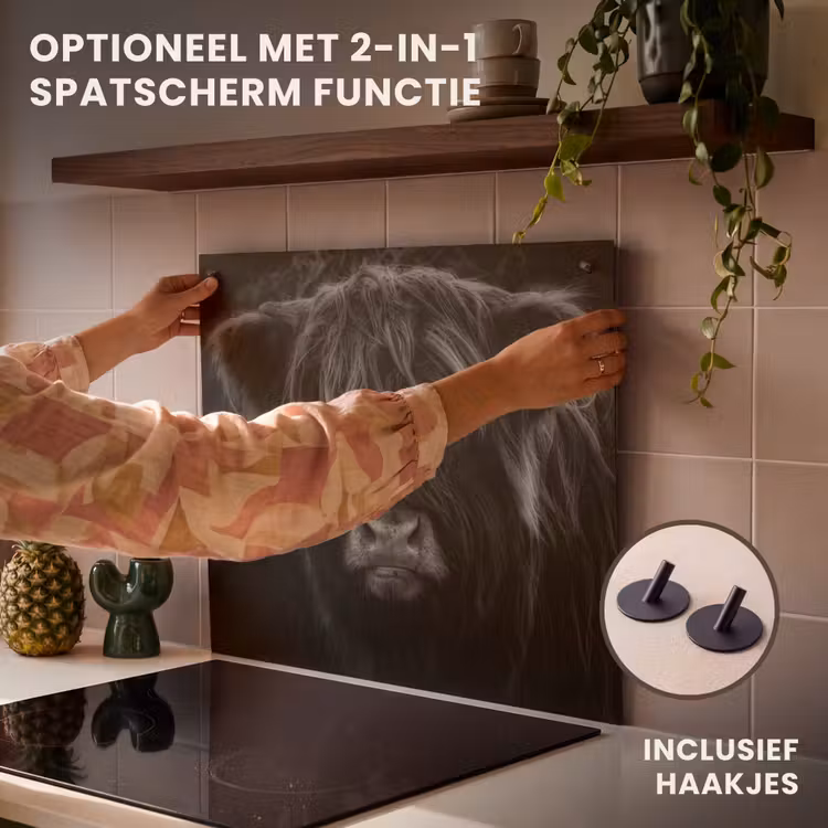Inductie beschermer - Schotse hooglander - Koe - Zwart - Wit - Dieren — 10