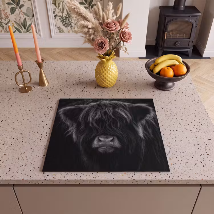 Inductie beschermer - Schotse hooglander - Koe - Zwart - Wit - Dieren — 2
