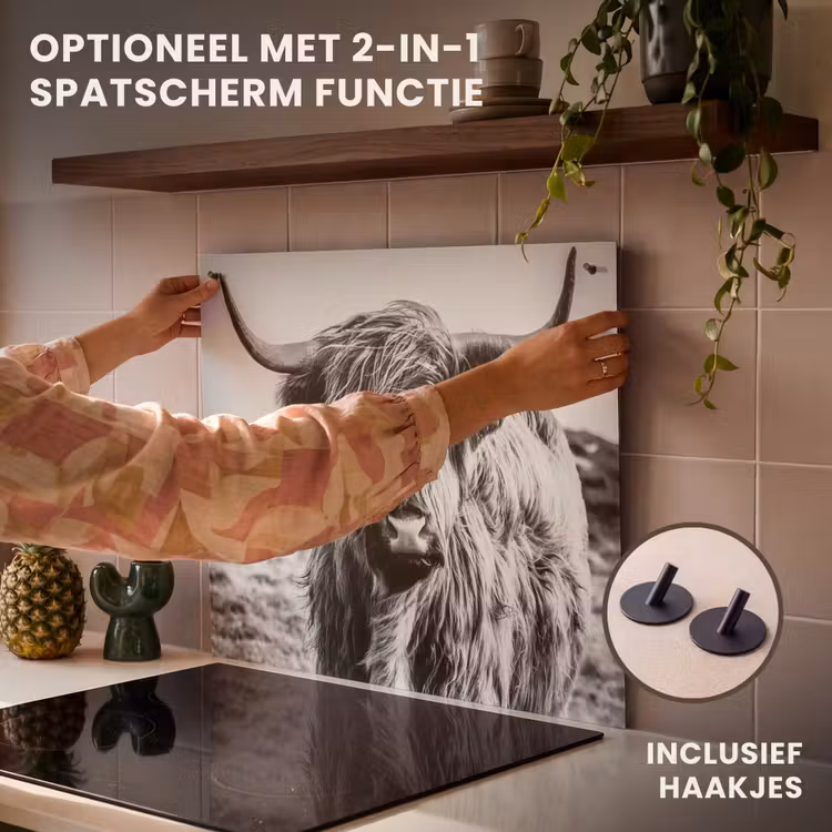 Inductie beschermer - Schotse hooglander - Natuur - Koe - Zwart - Wit — 10