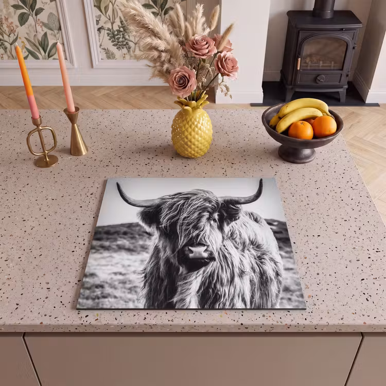 Inductie beschermer - Schotse hooglander - Natuur - Koe - Zwart - Wit — 2