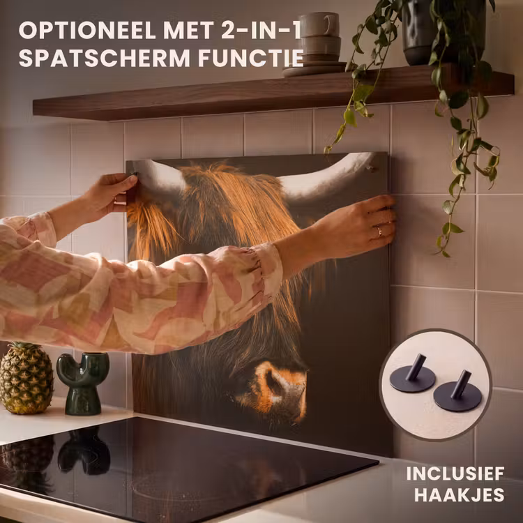 Inductie beschermer - Schotse hooglander - Zwart - Koe - Hoorn - Dieren — 10