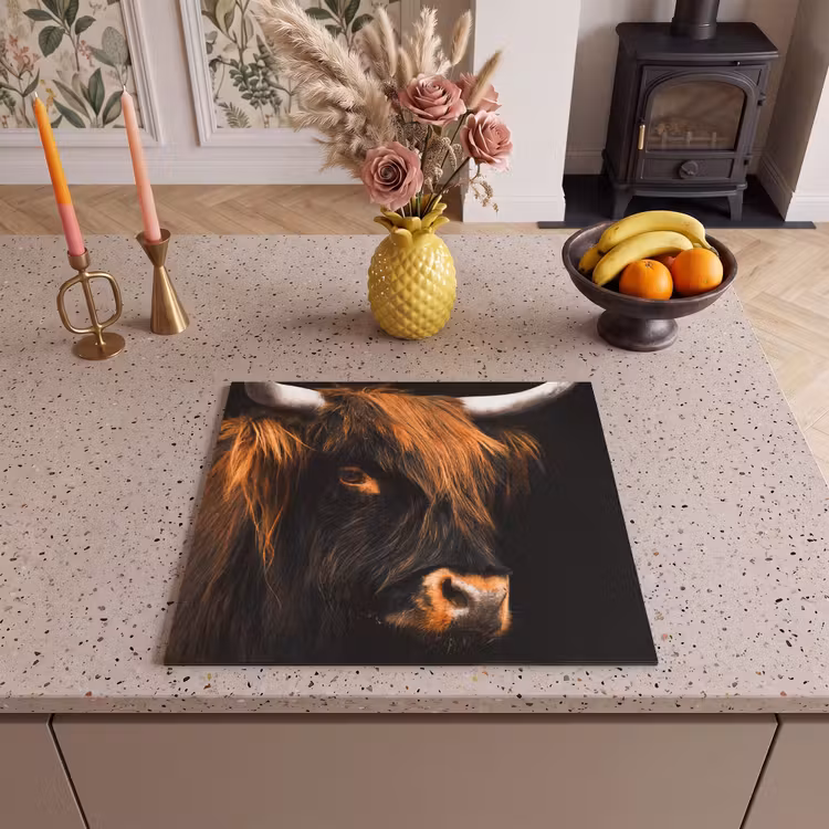 Inductie beschermer - Schotse hooglander - Zwart - Koe - Hoorn - Dieren — 2
