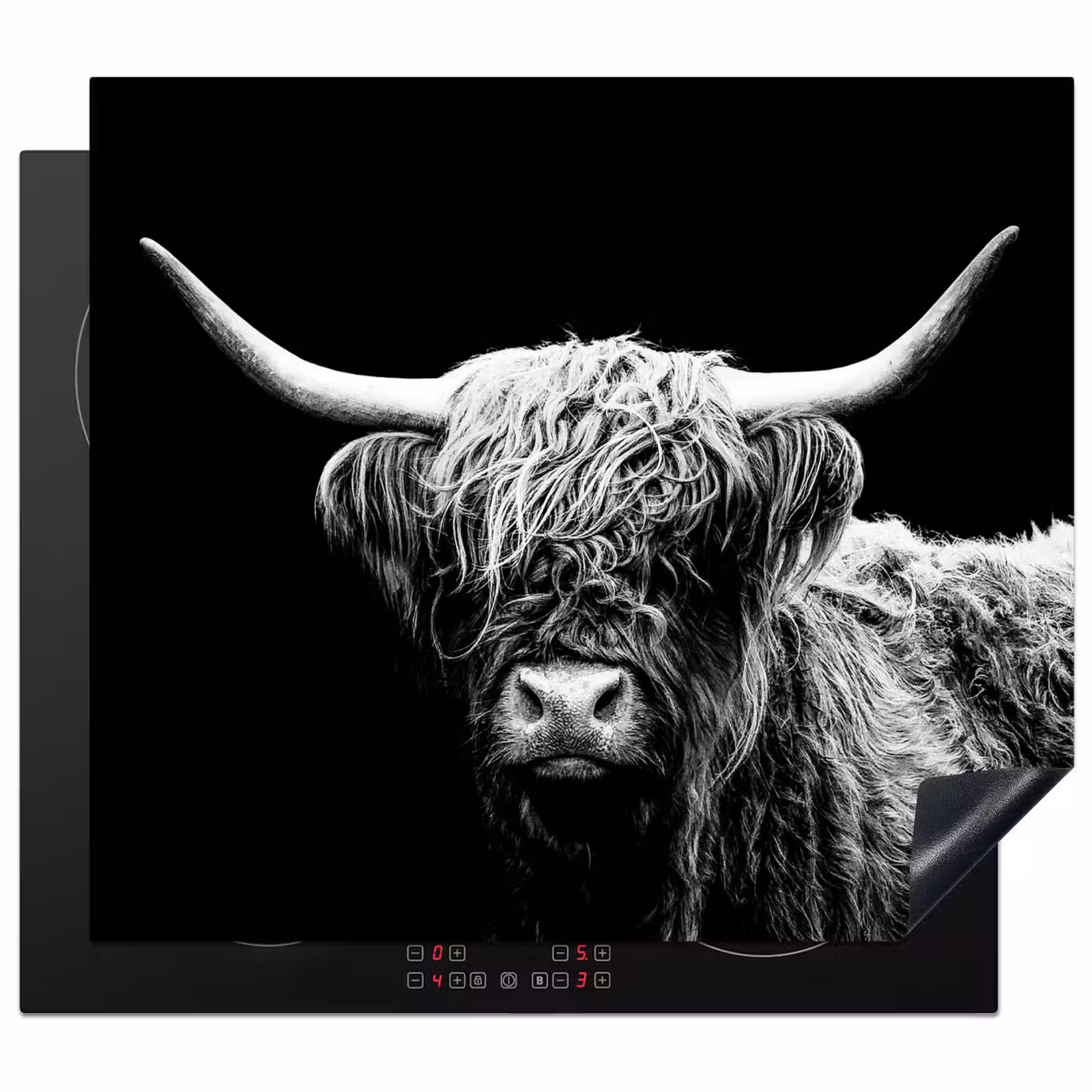 Inductie beschermer - Schotse Hooglander - Koe - Zwart - Wit - Dieren — 1