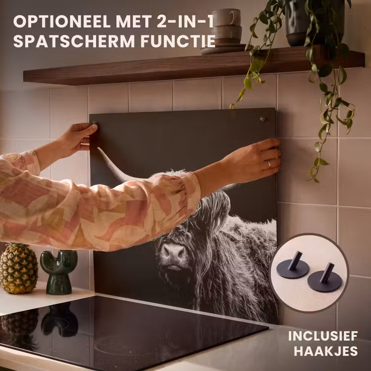 Inductie beschermer - Schotse Hooglander - Koe - Zwart - Wit - Dieren — 10