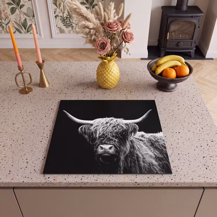 Inductie beschermer - Schotse Hooglander - Koe - Zwart - Wit - Dieren — 2