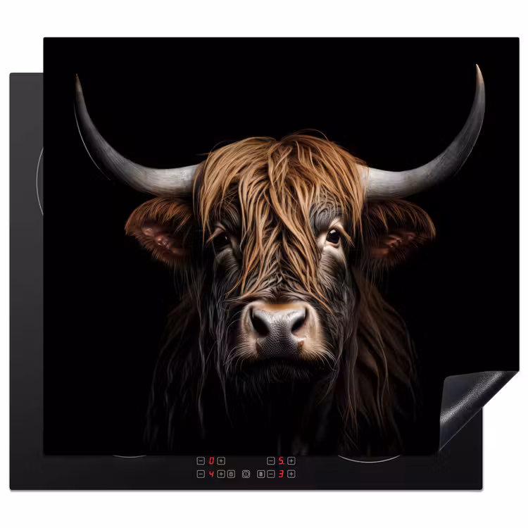 Inductie beschermer - Schotse hooglander - Portret - Zwart - Dier