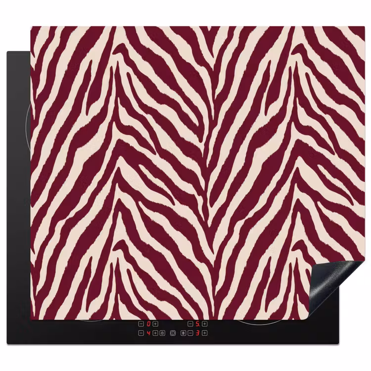 Inductie beschermer - Zebra - Motief - Bordeaux - Rood