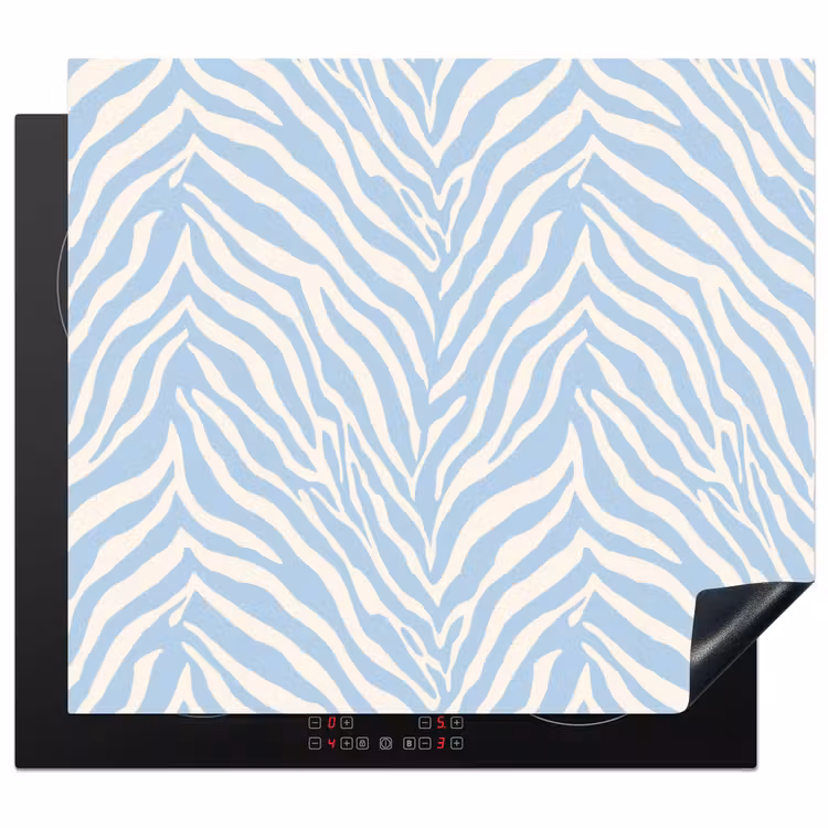 Inductie beschermer - Zebra - Motief - Blauw - Wit