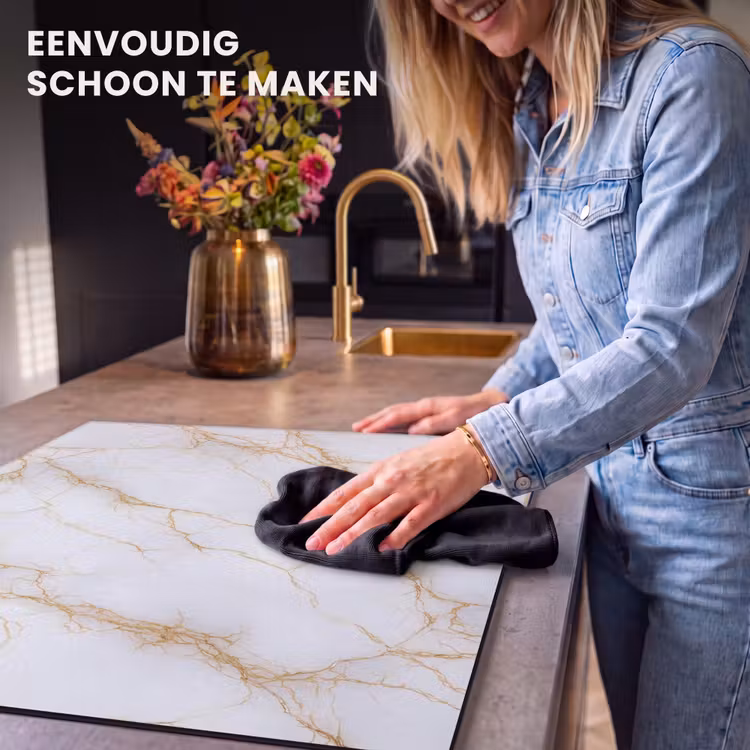 Inductie beschermer - Wit - Goud - Marmer - Aders — 6