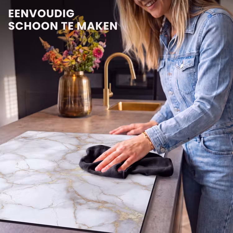 Inductie beschermer - Wit - Goud - Marmer - Grijs — 6