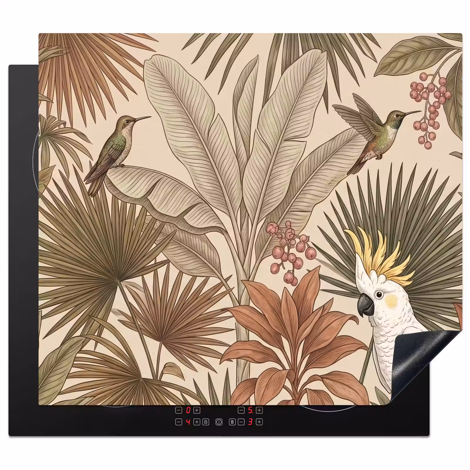Inductie beschermer - Tropisch - Vogels - Beige — 1